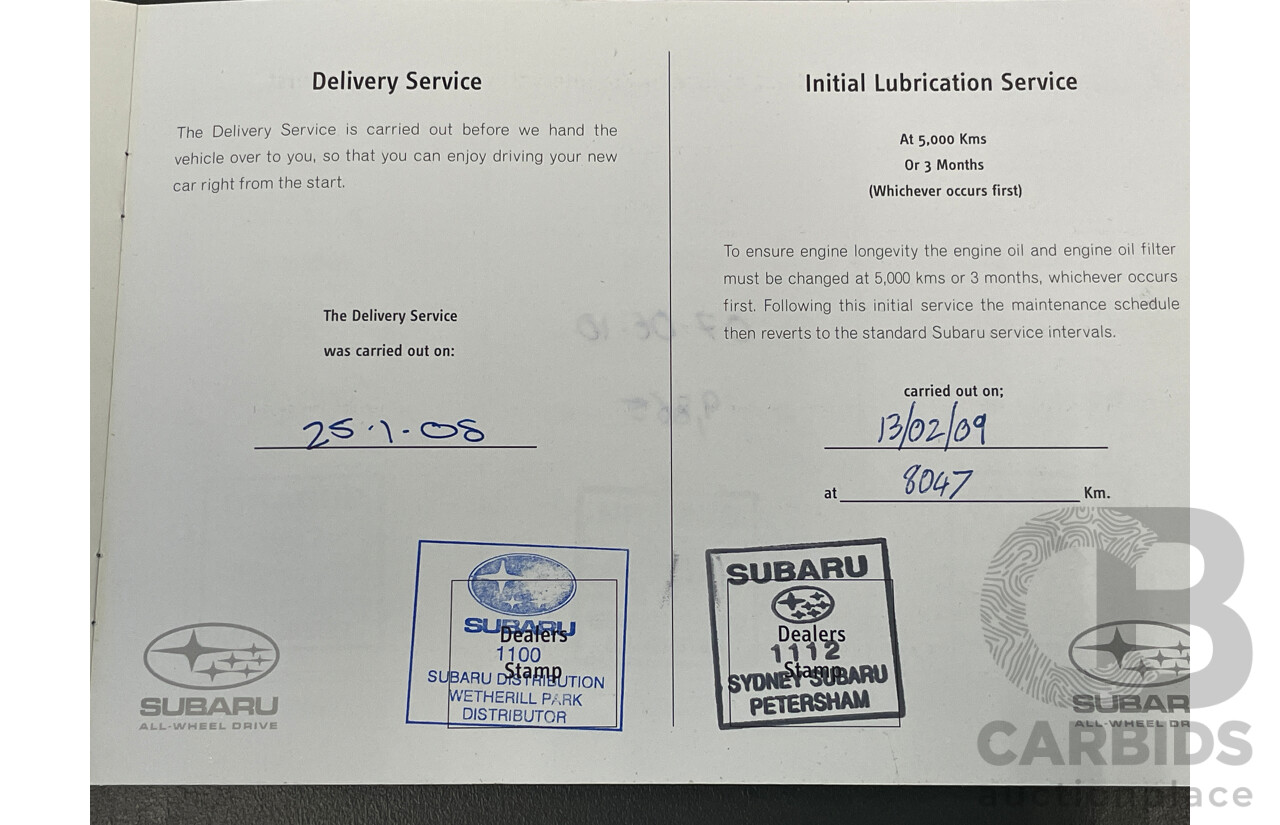 1/2008 Subaru Outback 2.5i Luxury Edition MY08 4d Wagon Blue 2.5L