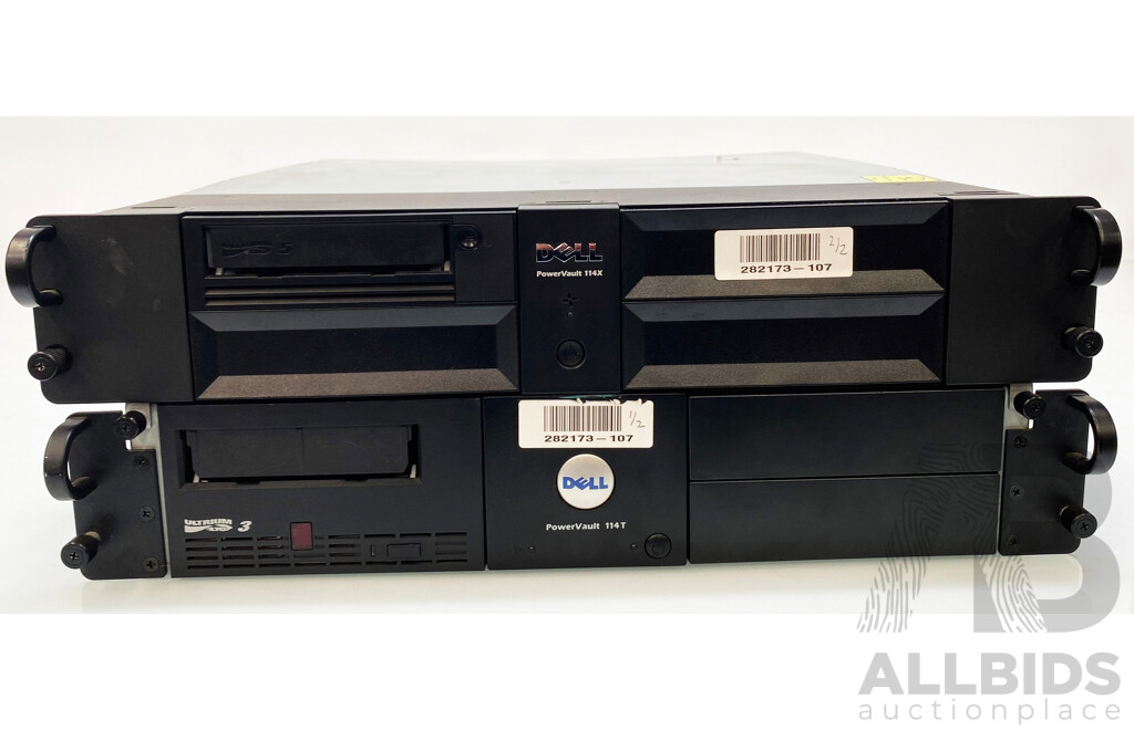 Dell (46C2417) Powervault 114X Tape Drive Enclosure & Dell (0CC011) Powervault 114T Tape Rack Enclosure