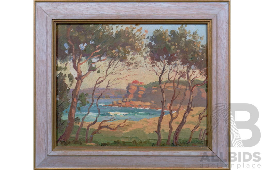 Erik Langker (1898-1982), Coastal Scene - Sydney, Oil on Card, 20 x 25 cm