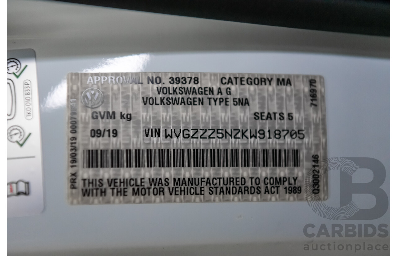 9/2019 Volkswagen Tiguan 162 TSI R-Line (4x4) 4d Wagon White 2.0L Turbo