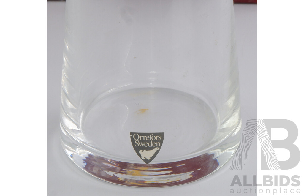 Vintage Swedish Orrefors Crystal Vase in Original Box with Label