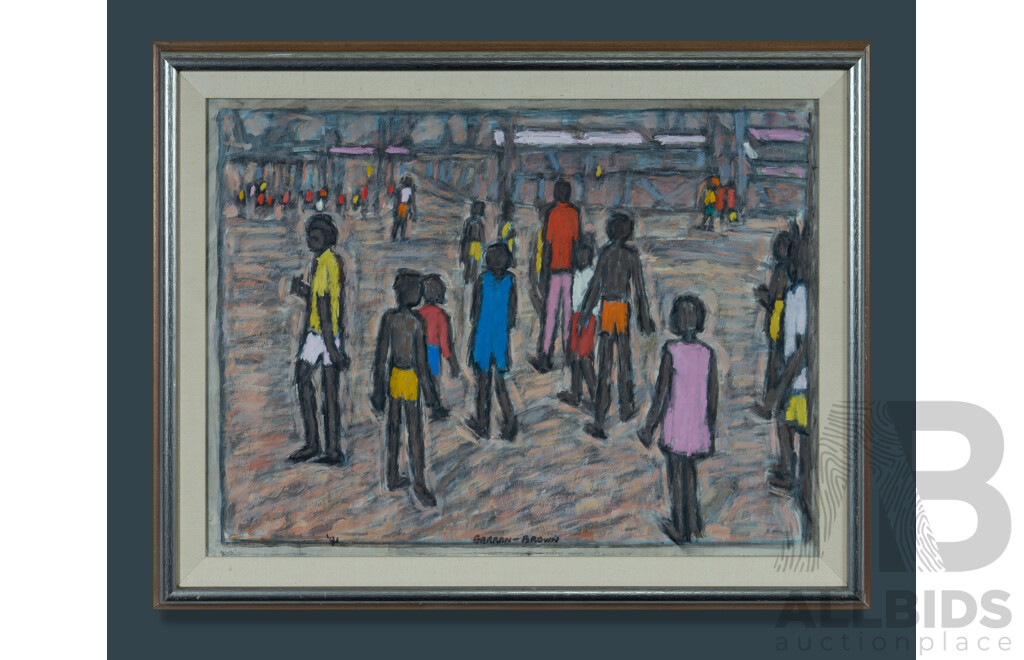 Edna (Peg) Garran-Brown (1918-2017), Street Scene, Northern Territory, 1991, Oil on Board, 44.5 x 60cm