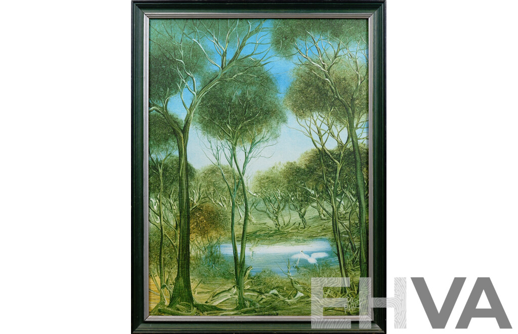 Framed Pro Hart Offset Print, Waterbirds - Lot 1503214 | EHVA