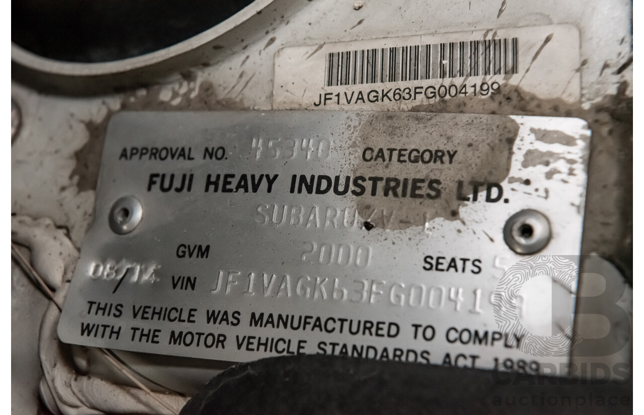 8/2014 Subaru WRX Premium (AWD) MY15 4d Sedan White Turbo 2.0L