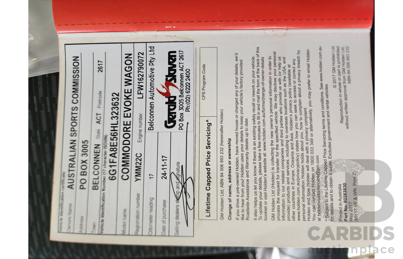 7/2017 Holden Commodore Evoke VF11 4d Sportwagon White V6 3.0L