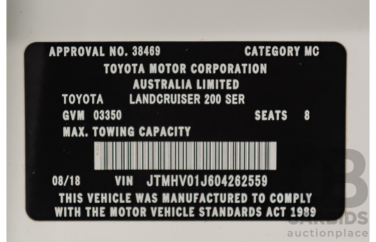 8/2018 Toyota Landcruiser GXL (4x4) VDJ200R MY19 4d Wagon White Turbo Diesel V8 4.5L - 8 Seater