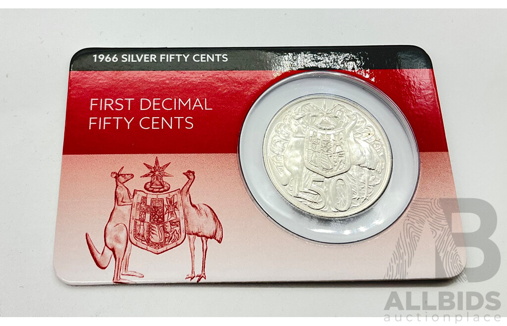 Australian RAM 1966 Round Fifty Cent Coin .800 Silver