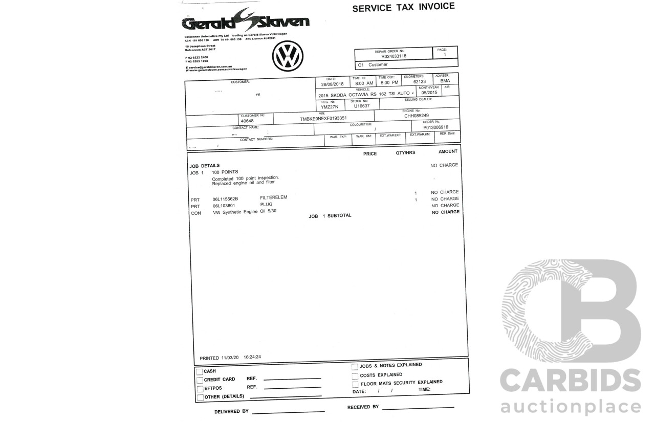 5/2015 Skoda Octavia RS162 TSI NE MY15 4d Wagon Grey Turbo 2.0L