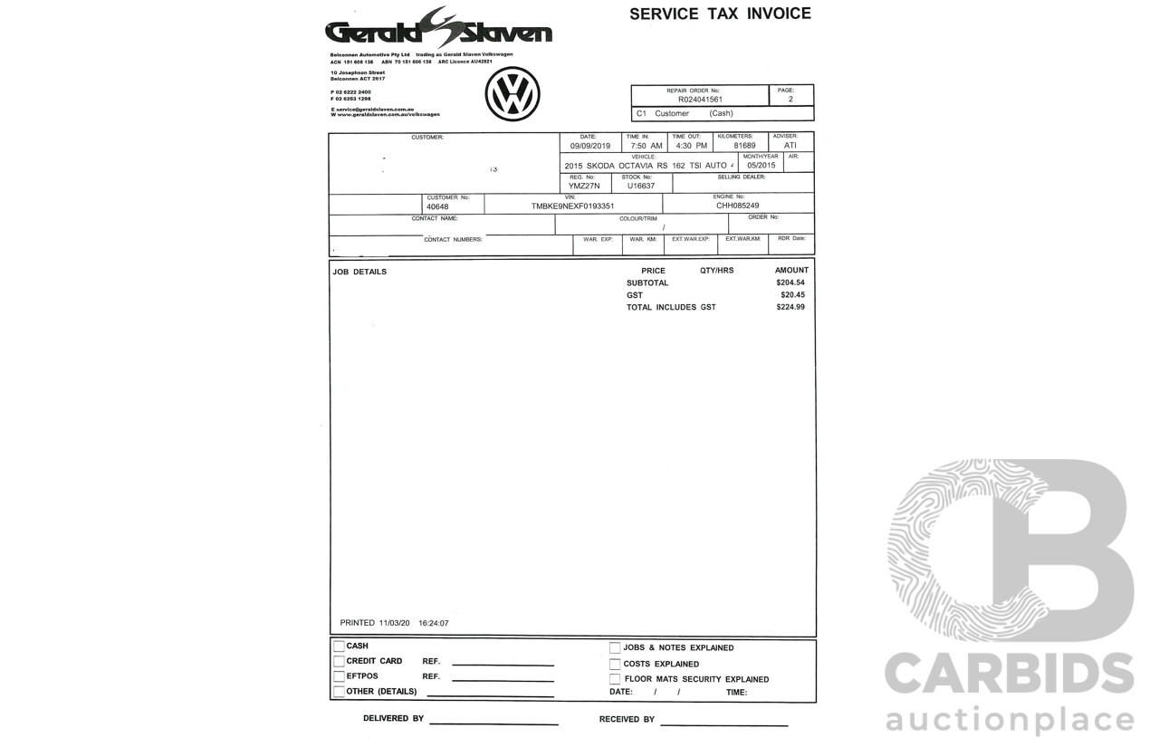 5/2015 Skoda Octavia RS162 TSI NE MY15 4d Wagon Grey Turbo 2.0L