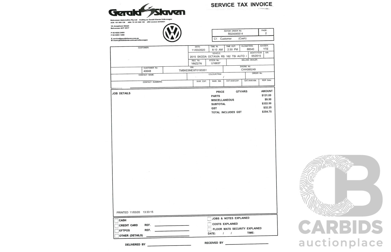 5/2015 Skoda Octavia RS162 TSI NE MY15 4d Wagon Grey Turbo 2.0L