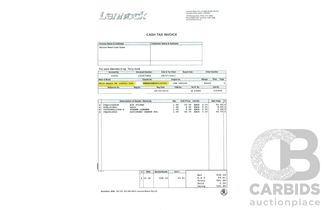 5/2015 Skoda Octavia RS162 TSI NE MY15 4d Wagon Grey Turbo 2.0L