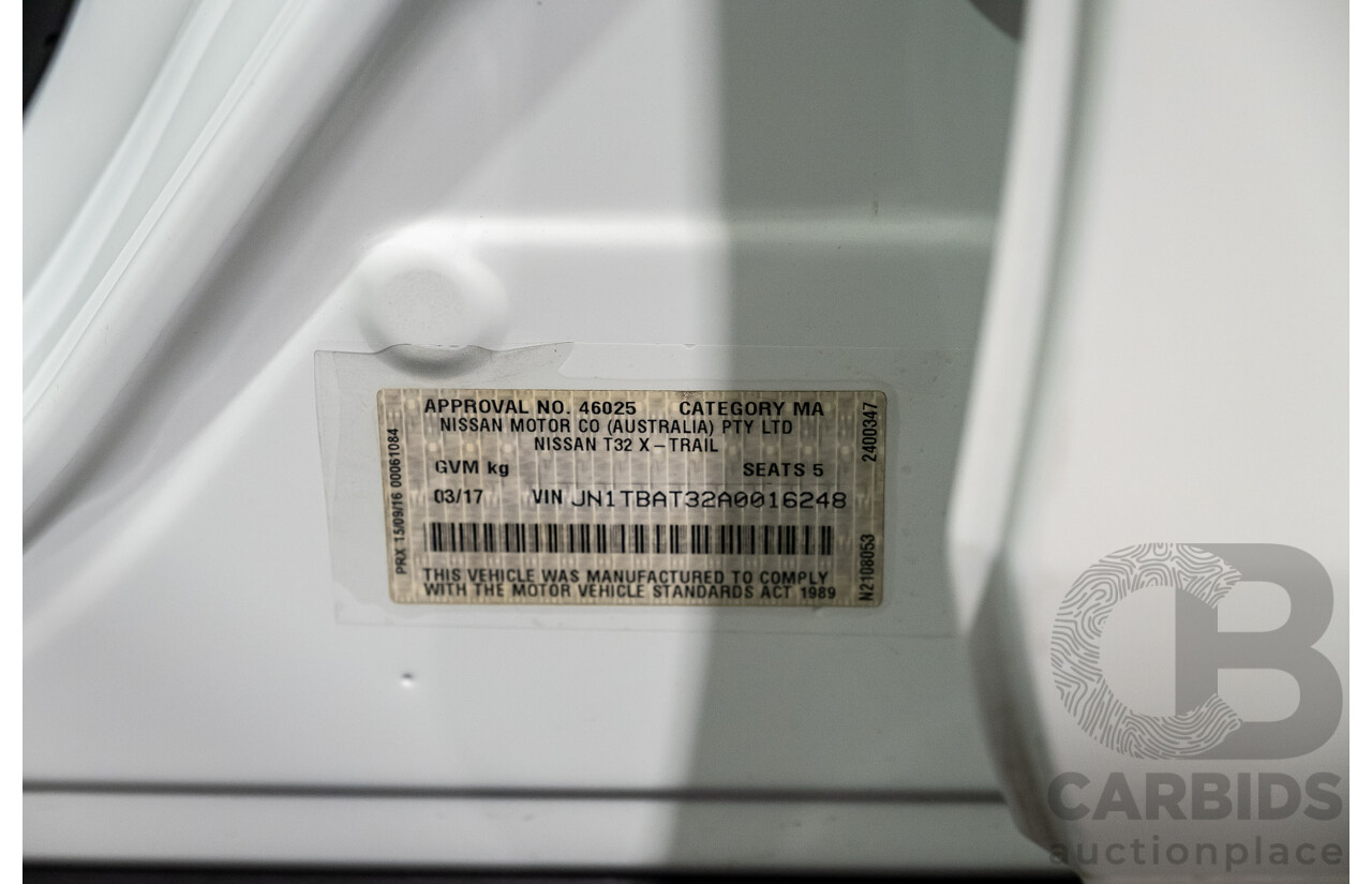 3/2017 Nissan X-Trail ST (fwd) T32 4d Wagon Pearl White 2.5L