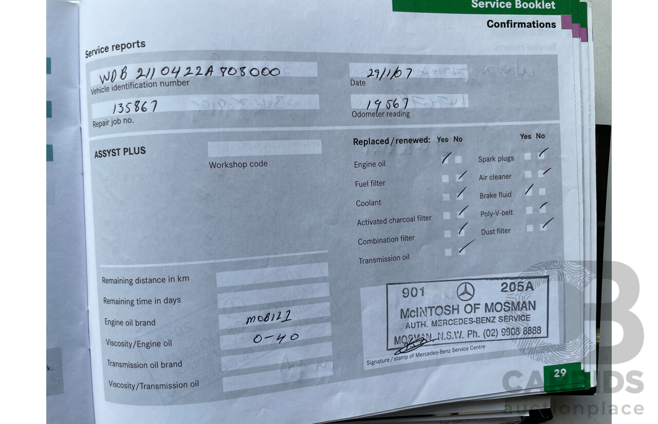 5/2005 Mercedes-Benz E200k Avantgarde 211 4d Sedan Blue 1.8L