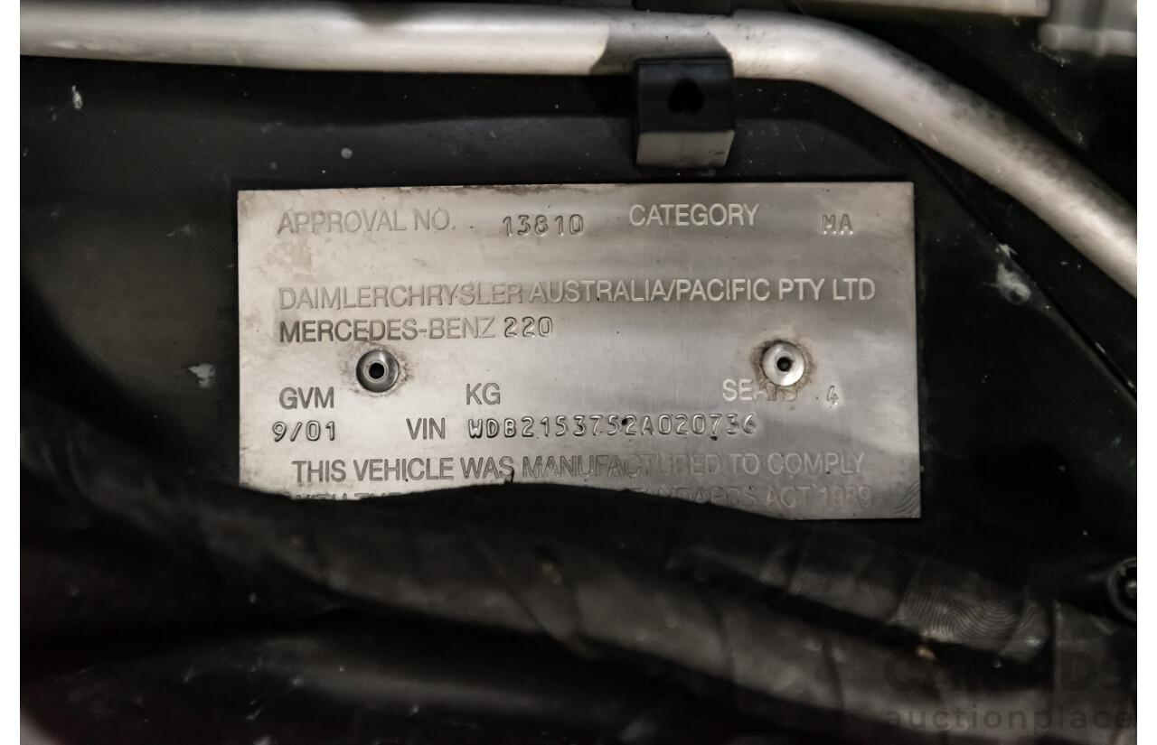 9/2001 Mercedes Benz CL500 W215 2d Coupe Obsidian Black V8 5.0L