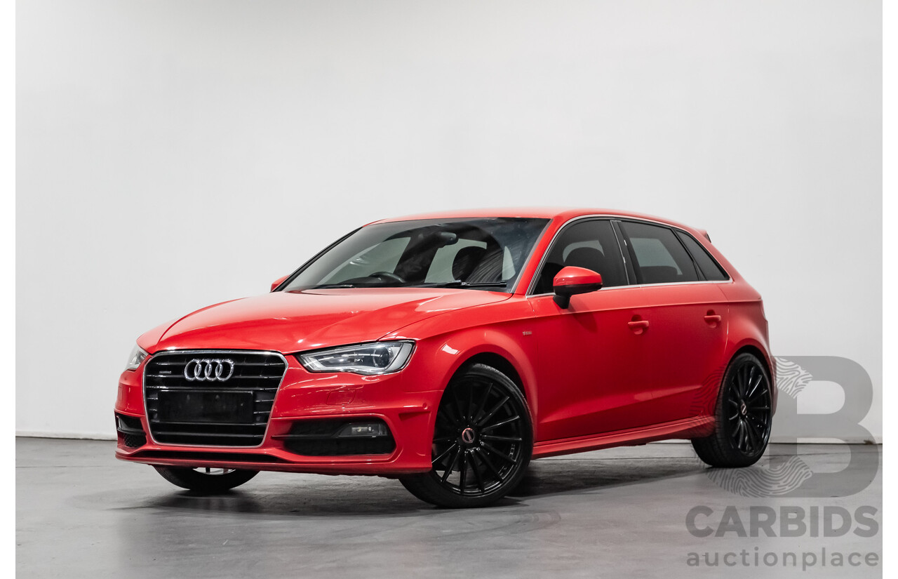 1/2014 Audi A3 Sportback 1.8 TFSI Quattro (AWD) S-Line Package Ambition 8V 5d Hatchback Red Turbo 1.8L