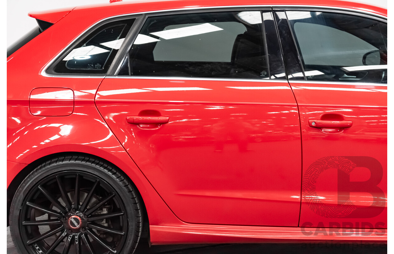 1/2014 Audi A3 Sportback 1.8 TFSI Quattro (AWD) S-Line Package Ambition 8V 5d Hatchback Red Turbo 1.8L