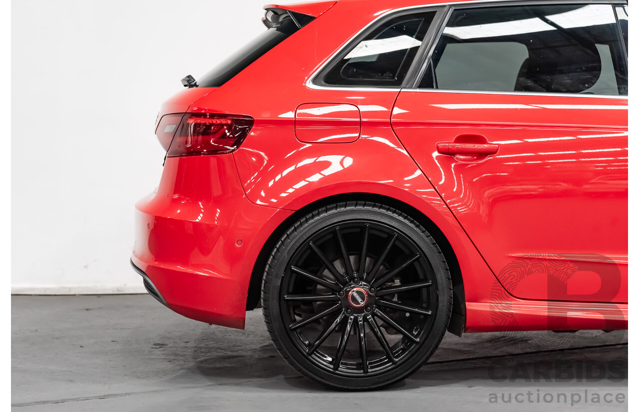 1/2014 Audi A3 Sportback 1.8 TFSI Quattro (AWD) S-Line Package Ambition 8V 5d Hatchback Red Turbo 1.8L