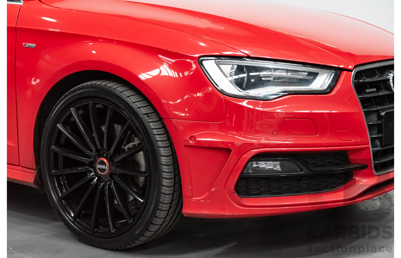 1/2014 Audi A3 Sportback 1.8 TFSI Quattro (AWD) S-Line Package Ambition 8V 5d Hatchback Red Turbo 1.8L