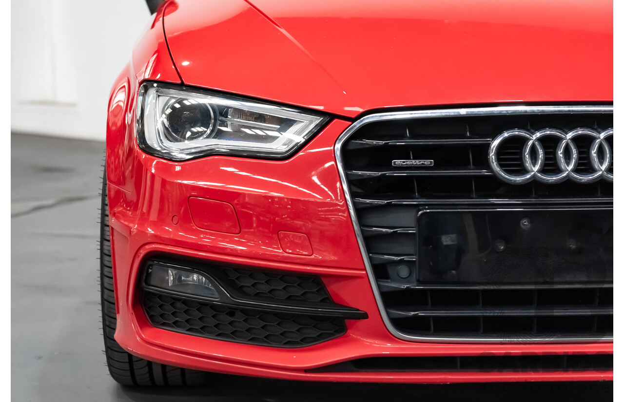 1/2014 Audi A3 Sportback 1.8 TFSI Quattro (AWD) S-Line Package Ambition 8V 5d Hatchback Red Turbo 1.8L