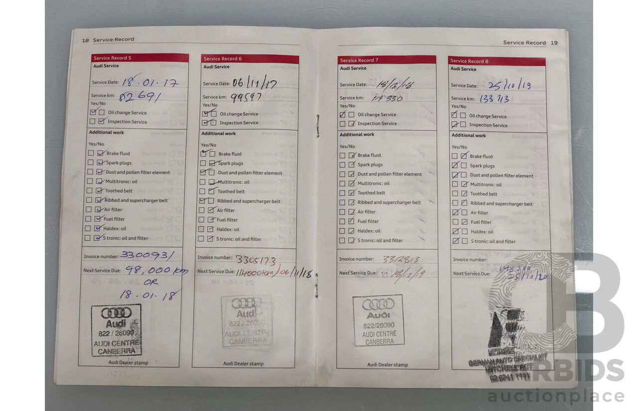 1/2014 Audi A3 Sportback 1.8 TFSI Quattro (AWD) S-Line Package Ambition 8V 5d Hatchback Red Turbo 1.8L