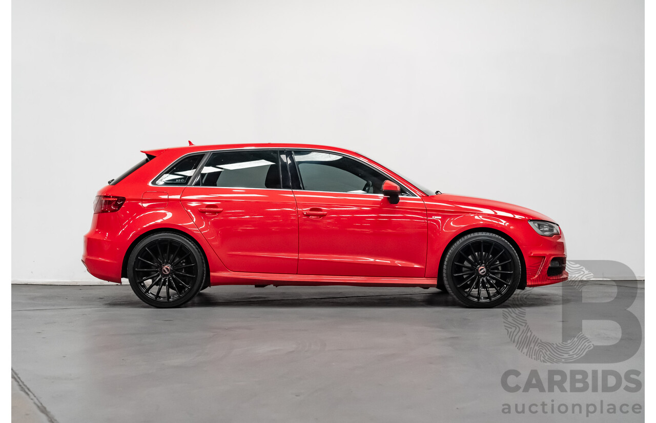 1/2014 Audi A3 Sportback 1.8 TFSI Quattro (AWD) S-Line Package Ambition 8V 5d Hatchback Red Turbo 1.8L