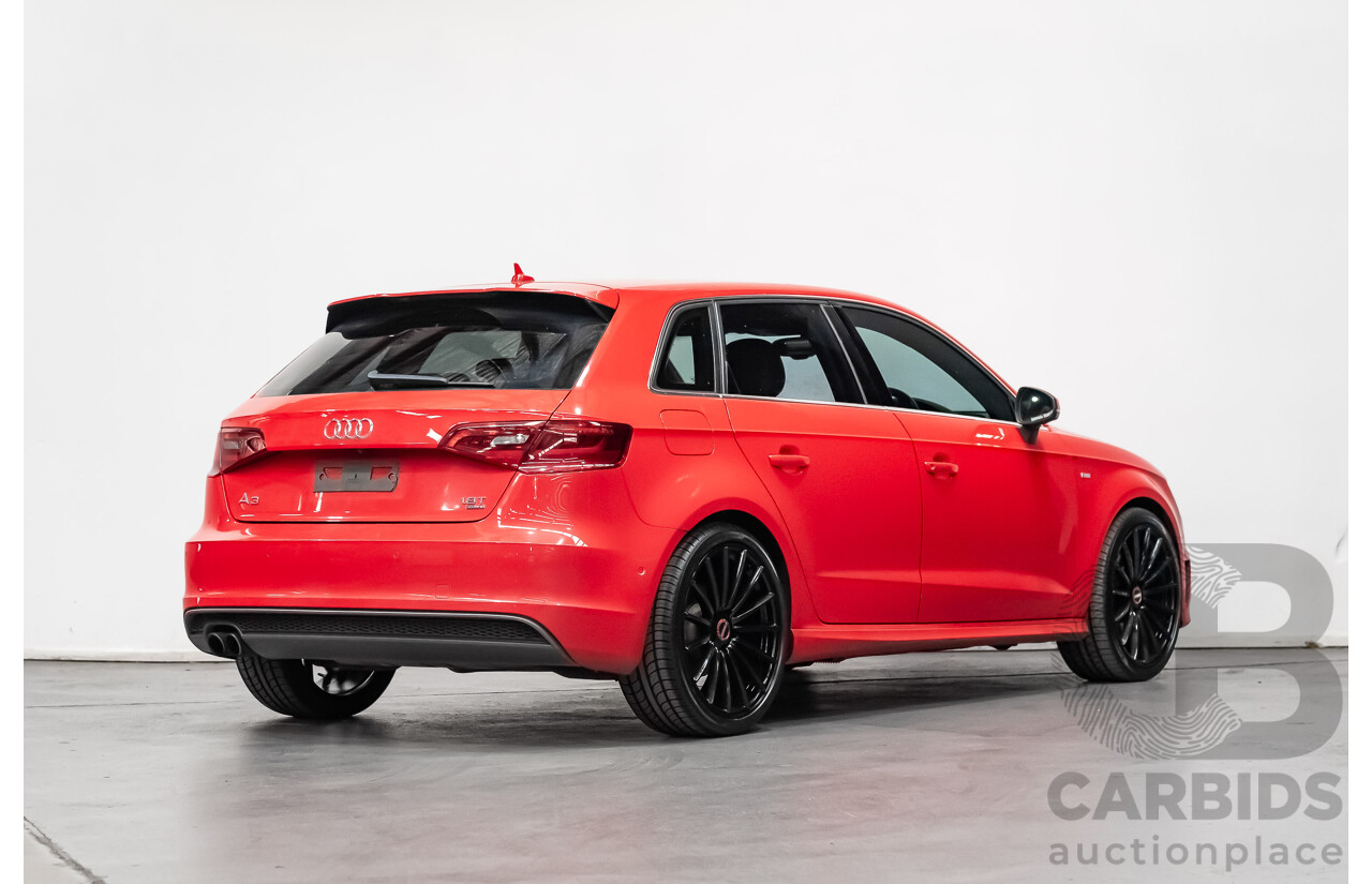 1/2014 Audi A3 Sportback 1.8 TFSI Quattro (AWD) S-Line Package Ambition 8V 5d Hatchback Red Turbo 1.8L