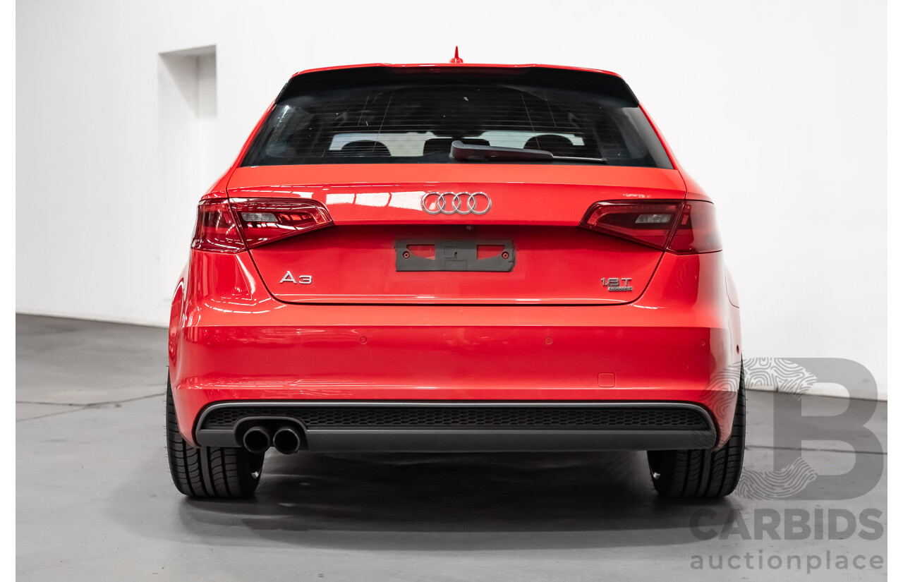 1/2014 Audi A3 Sportback 1.8 TFSI Quattro (AWD) S-Line Package Ambition 8V 5d Hatchback Red Turbo 1.8L