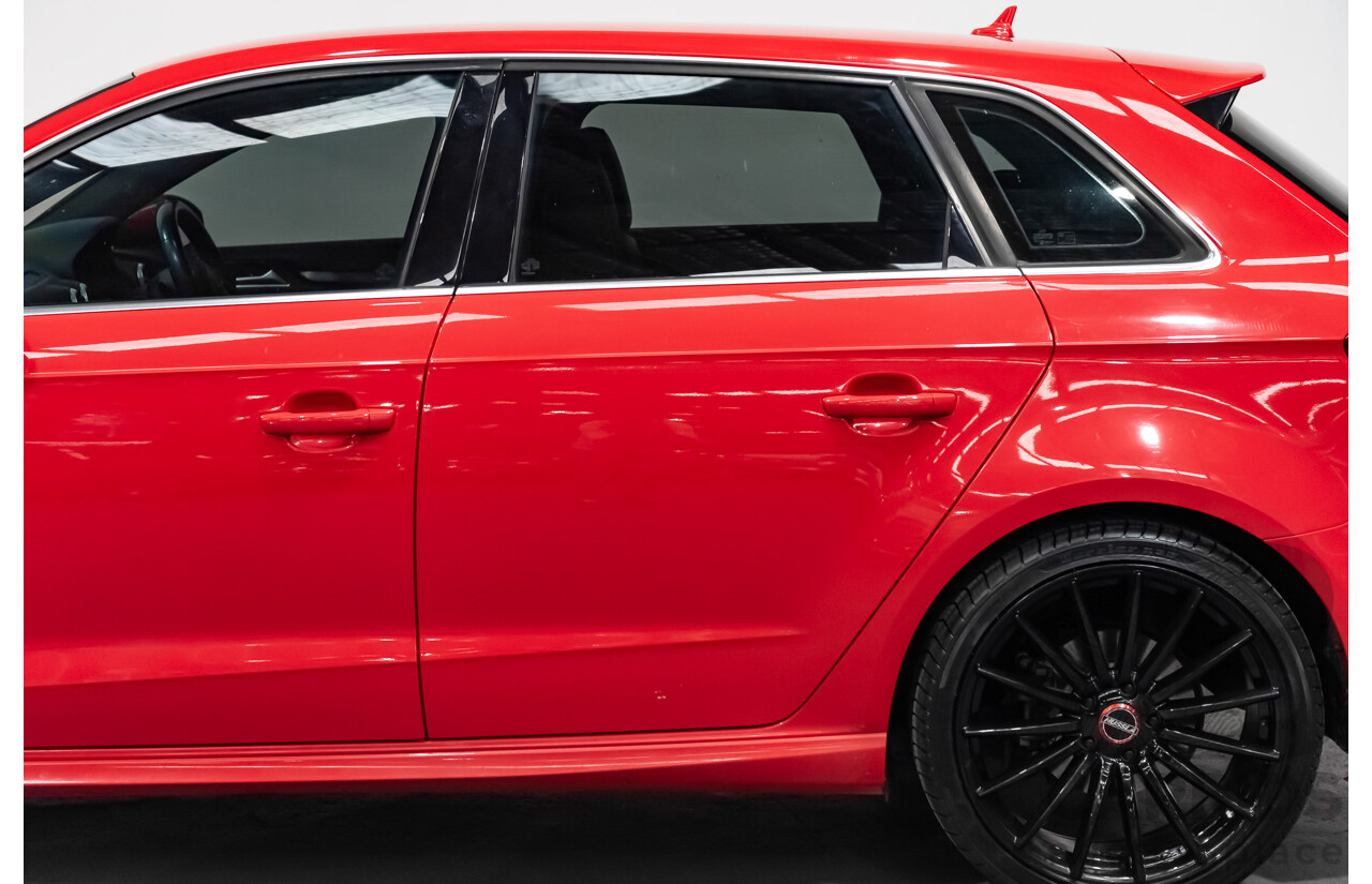 1/2014 Audi A3 Sportback 1.8 TFSI Quattro (AWD) S-Line Package Ambition 8V 5d Hatchback Red Turbo 1.8L