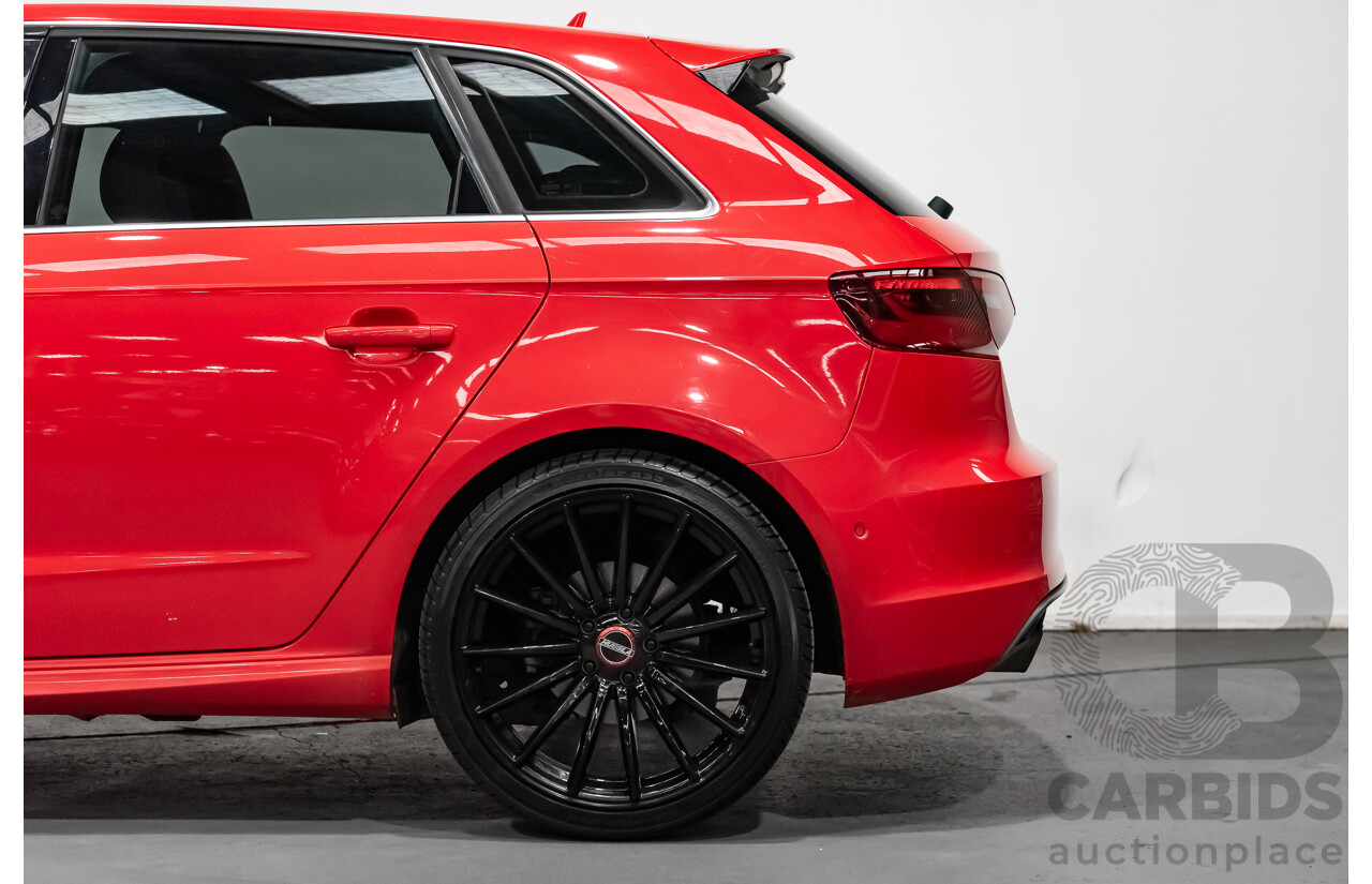 1/2014 Audi A3 Sportback 1.8 TFSI Quattro (AWD) S-Line Package Ambition 8V 5d Hatchback Red Turbo 1.8L