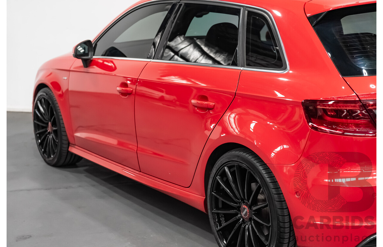 1/2014 Audi A3 Sportback 1.8 TFSI Quattro (AWD) S-Line Package Ambition 8V 5d Hatchback Red Turbo 1.8L