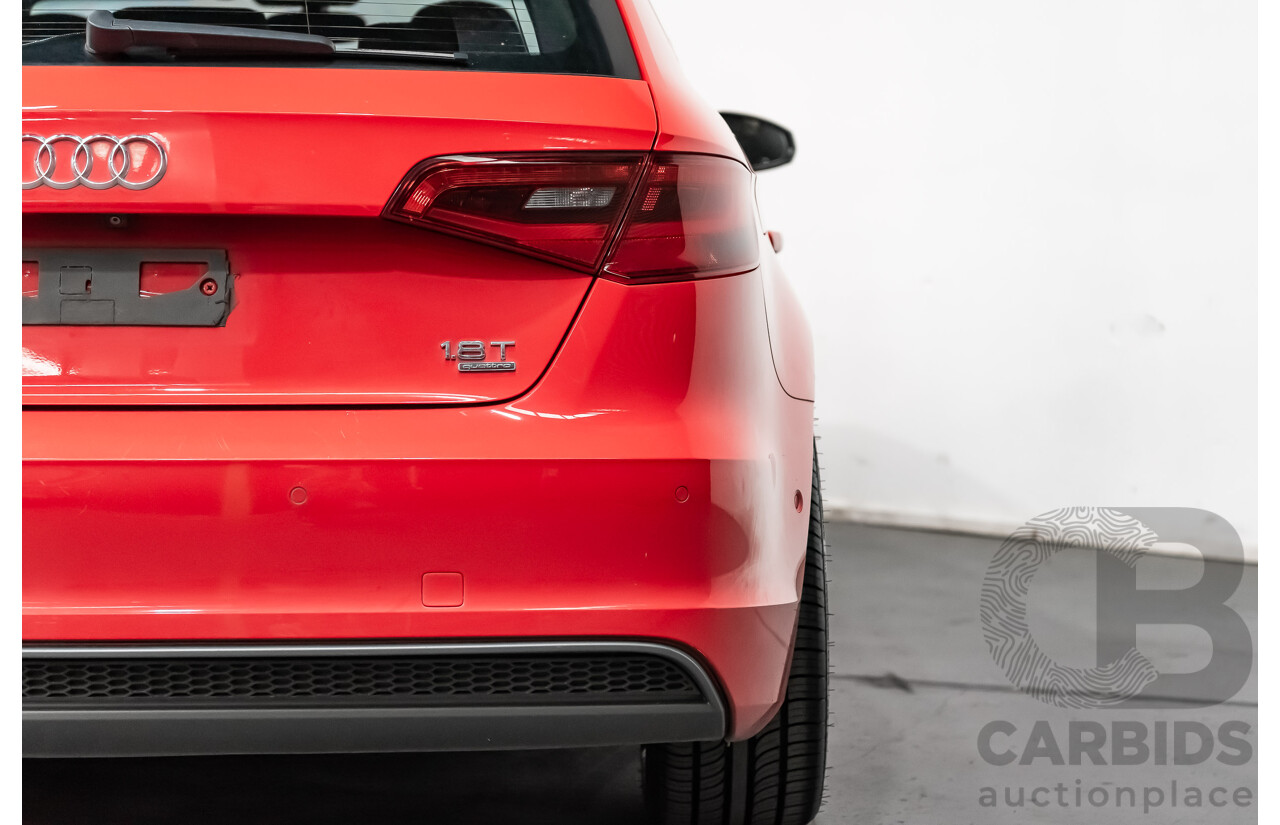 1/2014 Audi A3 Sportback 1.8 TFSI Quattro (AWD) S-Line Package Ambition 8V 5d Hatchback Red Turbo 1.8L