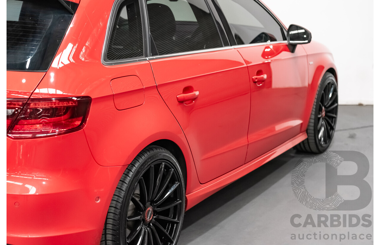 1/2014 Audi A3 Sportback 1.8 TFSI Quattro (AWD) S-Line Package Ambition 8V 5d Hatchback Red Turbo 1.8L