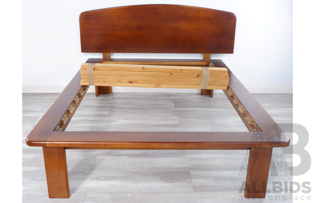 Queen Size Modern Timber Bed Frame and Bedside Drawers