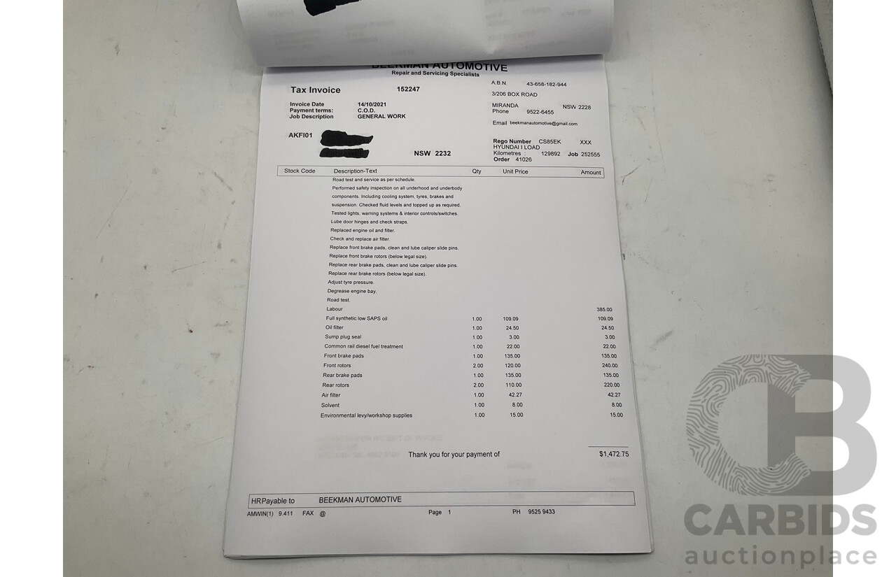 9/2018 Hyundai iLoad TQ-V MY19 (TQ4) 4d Van White Turbo Diesel 2.5L