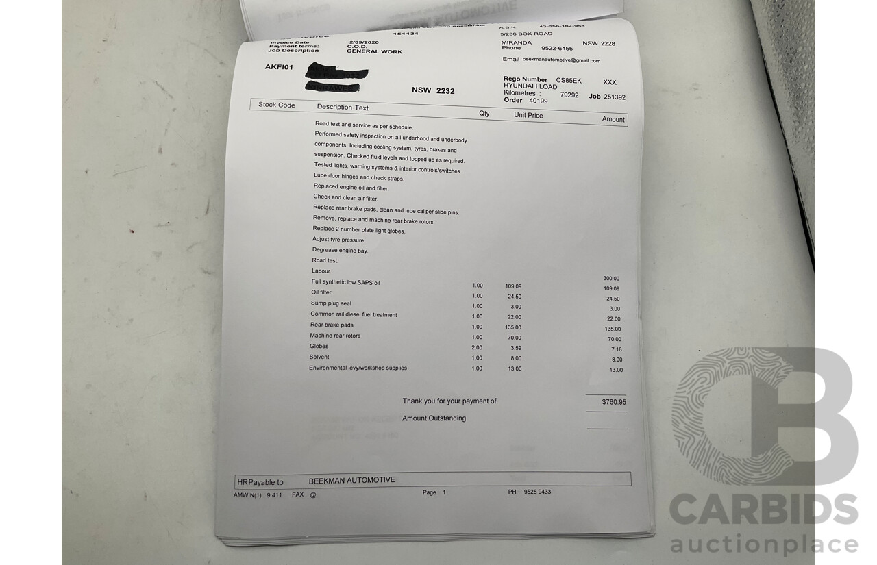 9/2018 Hyundai iLoad TQ-V MY19 (TQ4) 4d Van White Turbo Diesel 2.5L