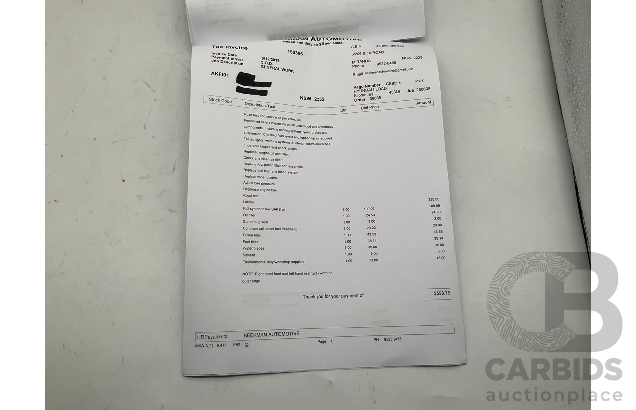 9/2018 Hyundai iLoad TQ-V MY19 (TQ4) 4d Van White Turbo Diesel 2.5L
