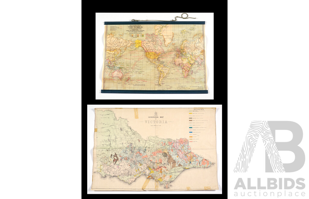 Geological Map of Victoria together with Offset Map Century Atlas of the World on Mercator's Projection - Showing Chief Countries and Their Colonies (2)