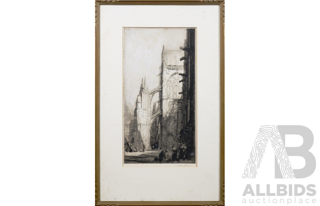 Malcolm Osborne (1880-1963, British), Tours Cathedral, Etching