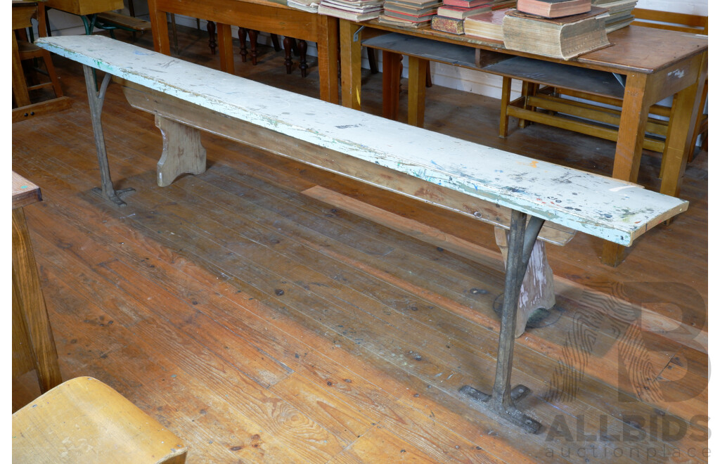 Antique Rustic School Writing Bench - Lot 1496065 | ALLBIDS