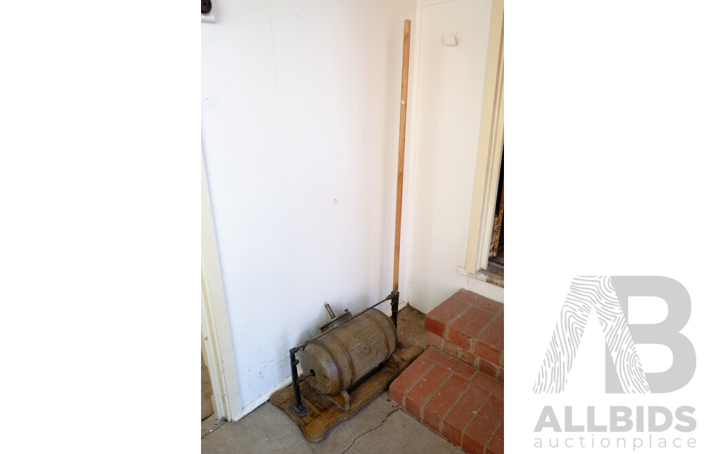 Fantastic Antique Regina Pneumatic Cleaner Hand Pump Model A on Oak Stand