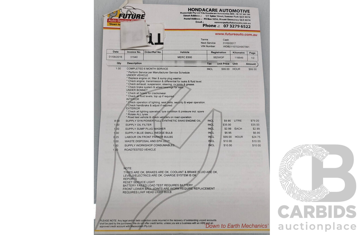 1/2006 Mercedes Benz E500 Avantgarde W211 MY06 UPGRADE 4d Sedan Black V8 5.0L