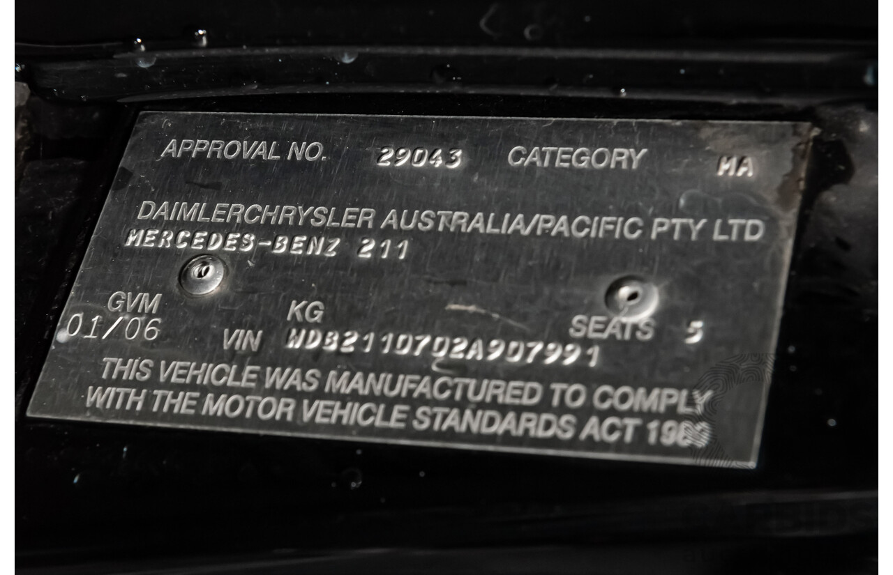 1/2006 Mercedes Benz E500 Avantgarde W211 MY06 UPGRADE 4d Sedan Black V8 5.0L