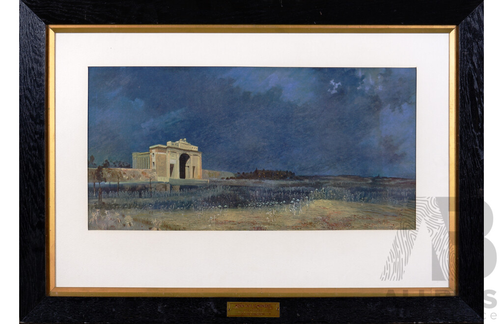 Vintage Framed Offset Print of Will Longstaff's Menin Gate at Midnight, Framed 50 by 68cm