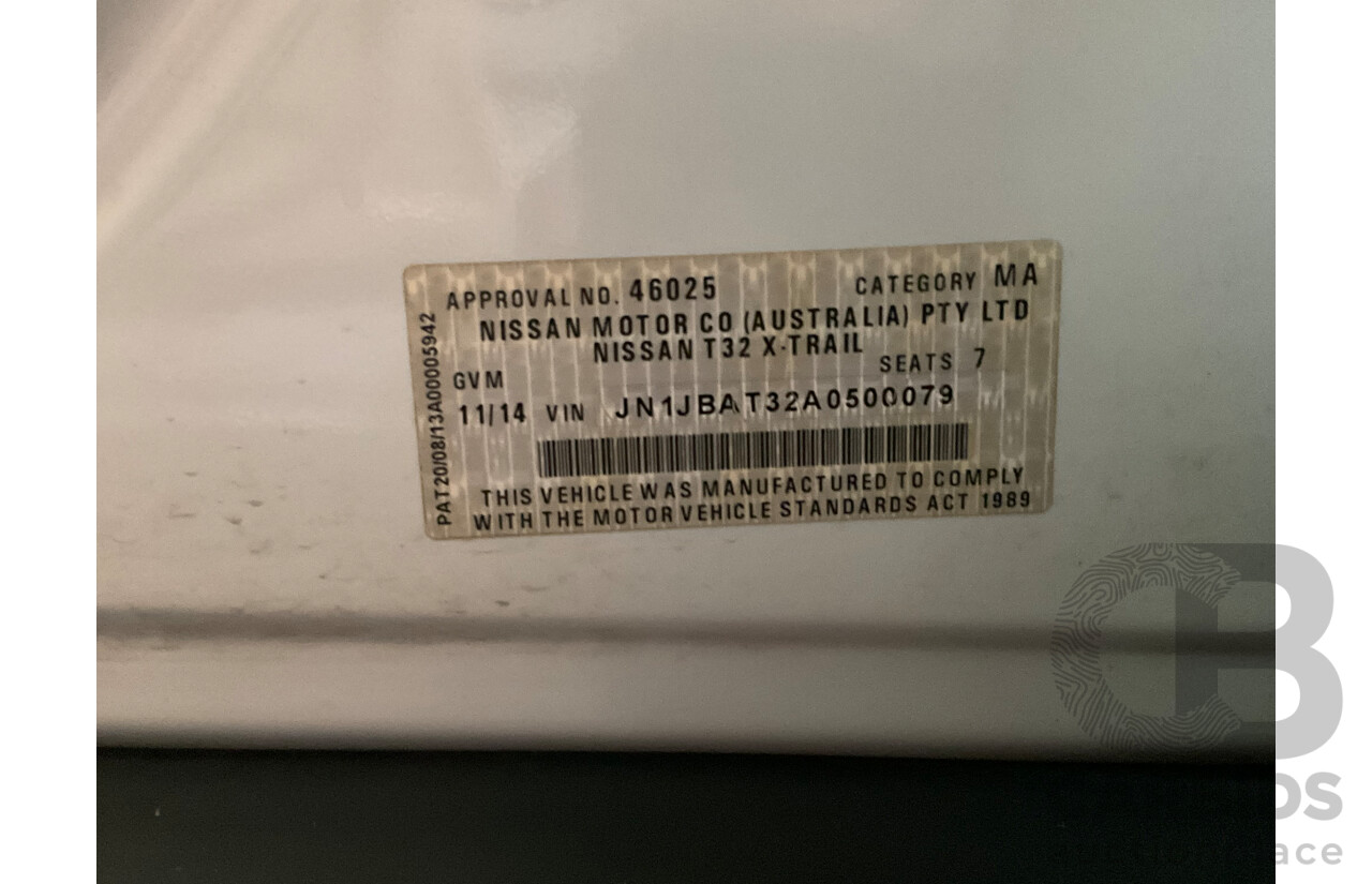 11/2014 Nissan X-Trail ST-L (fwd) T32 4d Wagon White 2.5L - 7 Seater