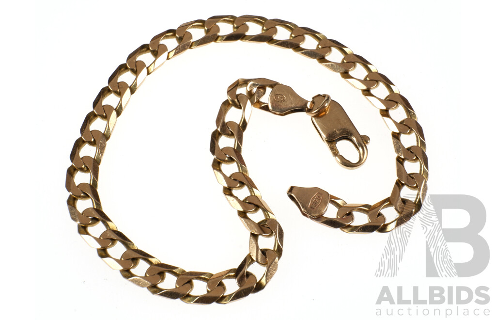 Italian 9ct Yellow Gold Filed Curb link Braclet, 8g
