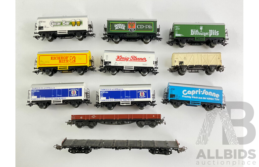 Vintage Marklin HO Scale German Freight Wagons and Flat Cars