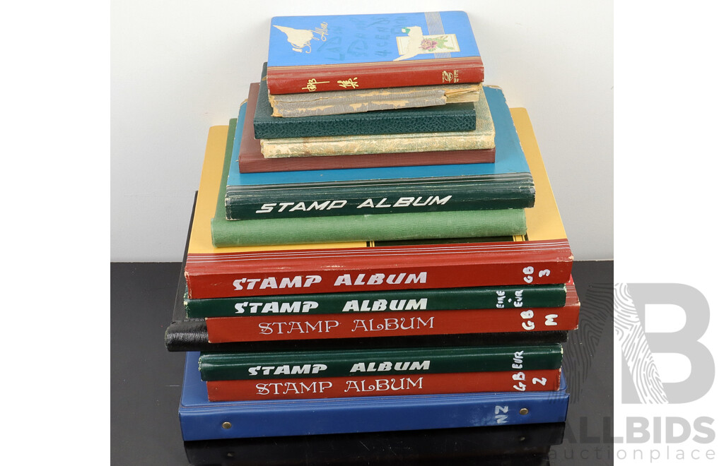 Collection of International Cancelled Stamp Albums From Singapore, United Kingdom, Netherlands and Many More