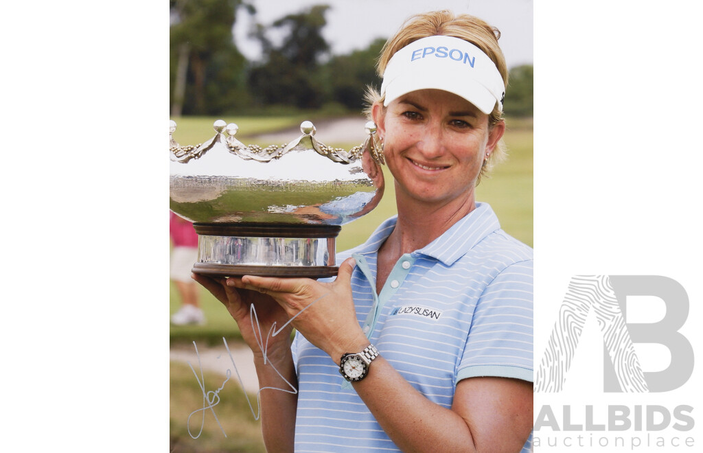Two Signed Canvas Prints of Past Women's Australian Open Gold Championship Winners Yani Tseng & Carrie Webb, each 41 x 51 cm (2)