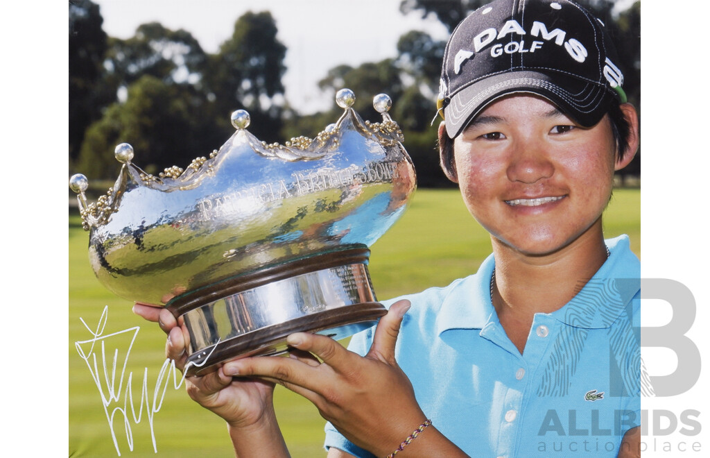 Two Signed Canvas Prints of Past Women's Australian Open Gold Championship Winners Yani Tseng & Carrie Webb, each 41 x 51 cm (2)
