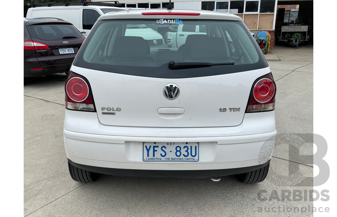 3/2009 Volkswagen Polo Pacific TDI 9N MY08 UPGRADE 5d Hatchback White 1.9L